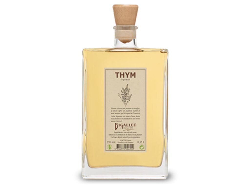 Thyme liqueur bottled